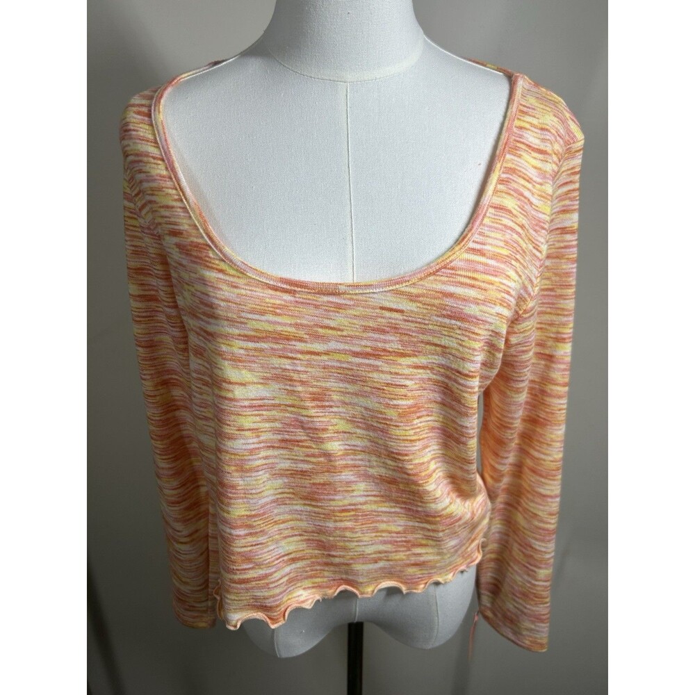 Colsie Womens Pullover Large Multicolor Orange Stretch NEW 147